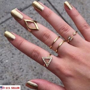5pcs Gold Above Knuckle Midi Rings